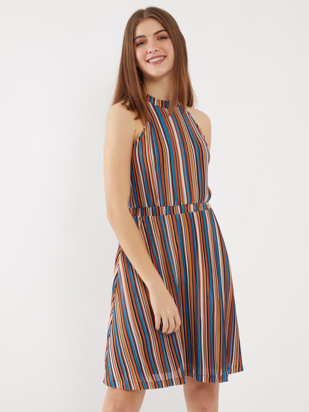 zink london multicoloured striped halter neck dress