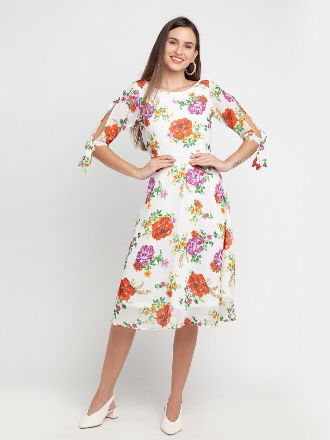 zink london off white & red floral dress