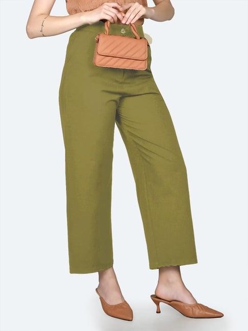 zink london olive regular fit high rise trousers