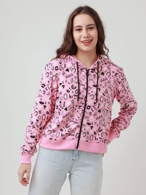 zink london pink graphic print hoodie