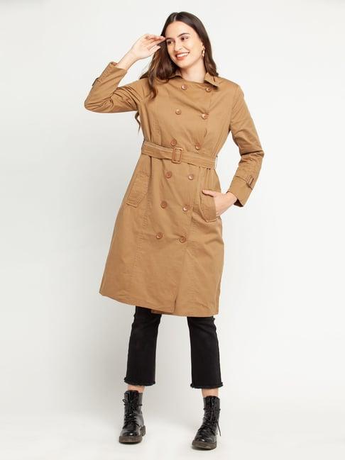 zink london tan straight fit trench coat