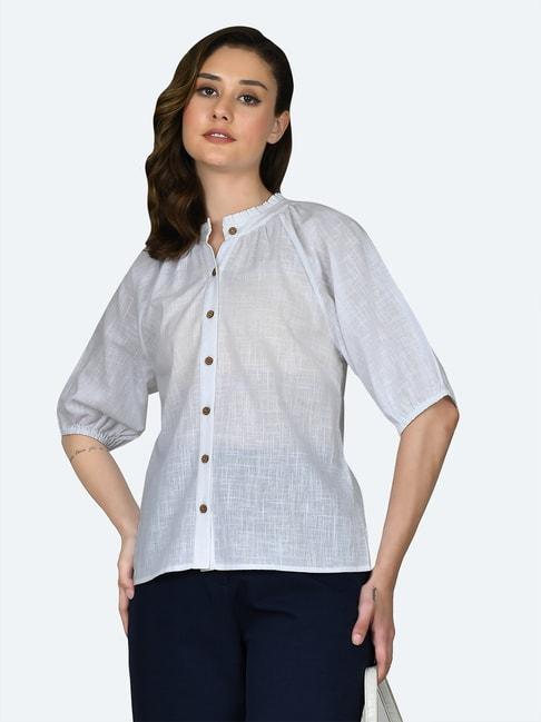 zink london white cotton regular fit shirt