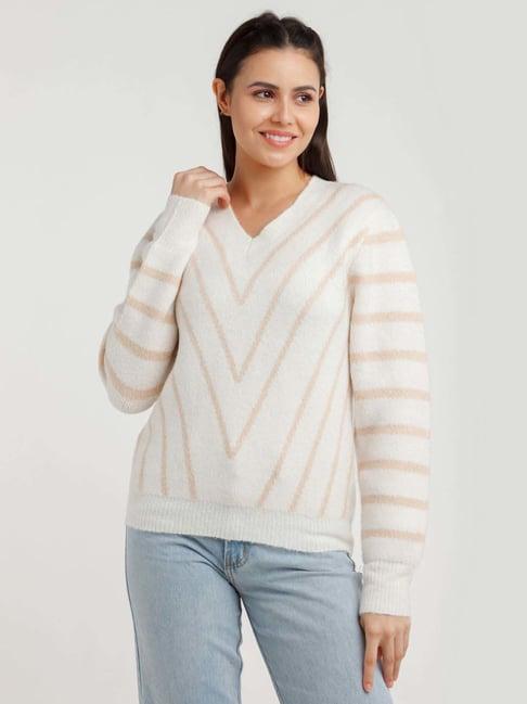 zink london white striped sweater