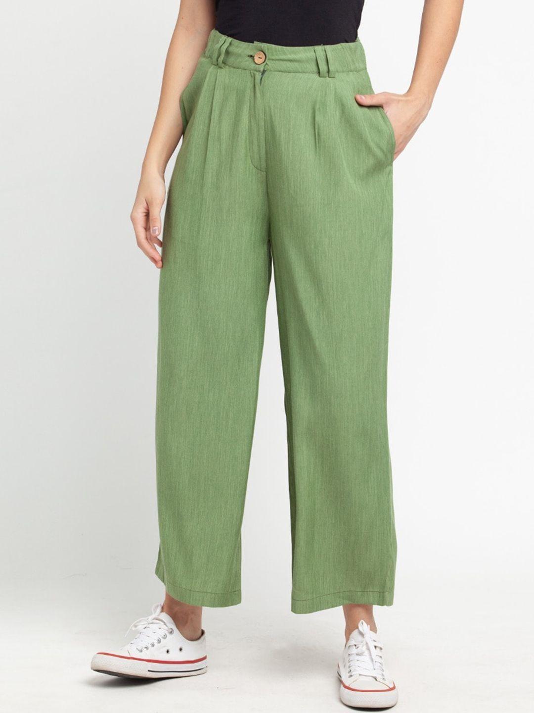 zink london women green culottes trousers
