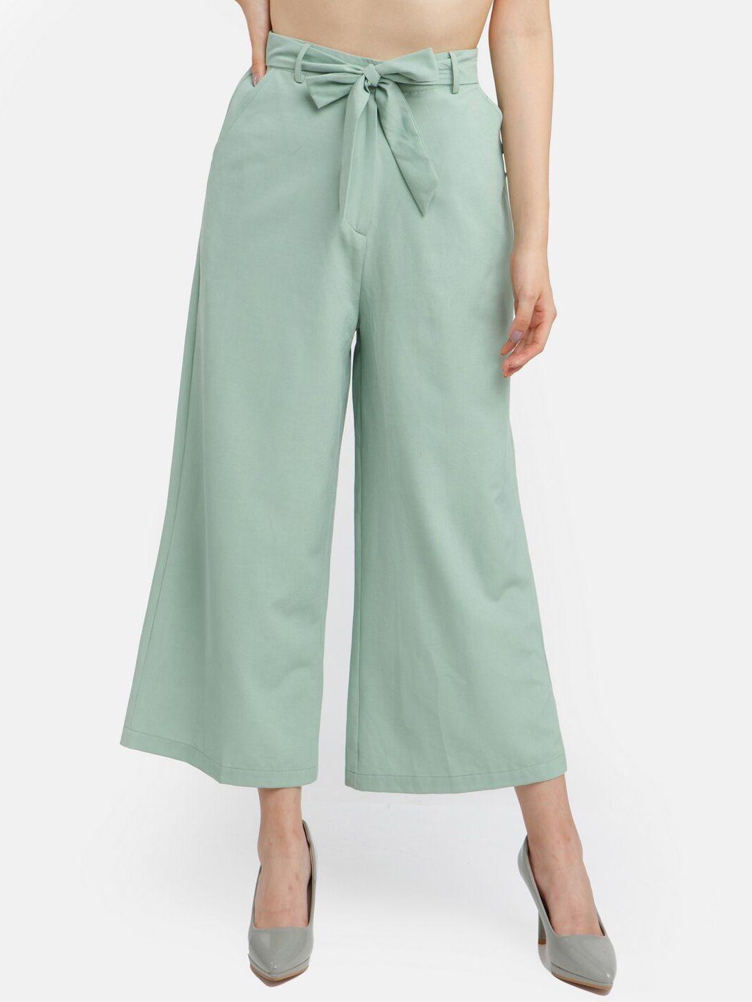 zink london women green high-rise culottes trousers