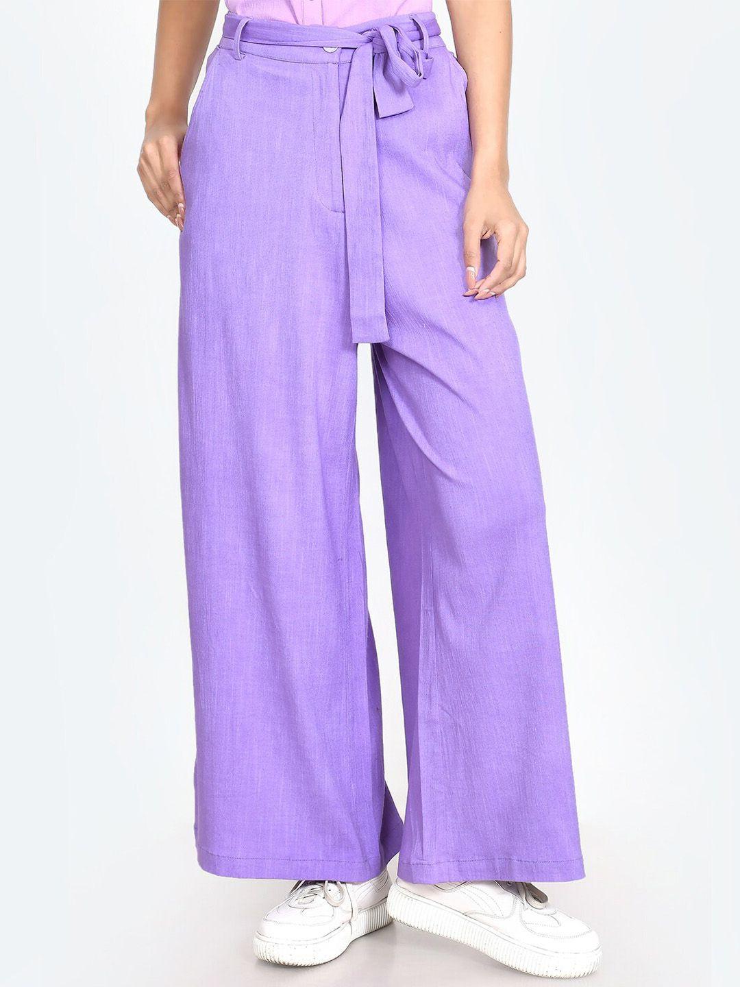 zink london women purple high-rise parallel trousers