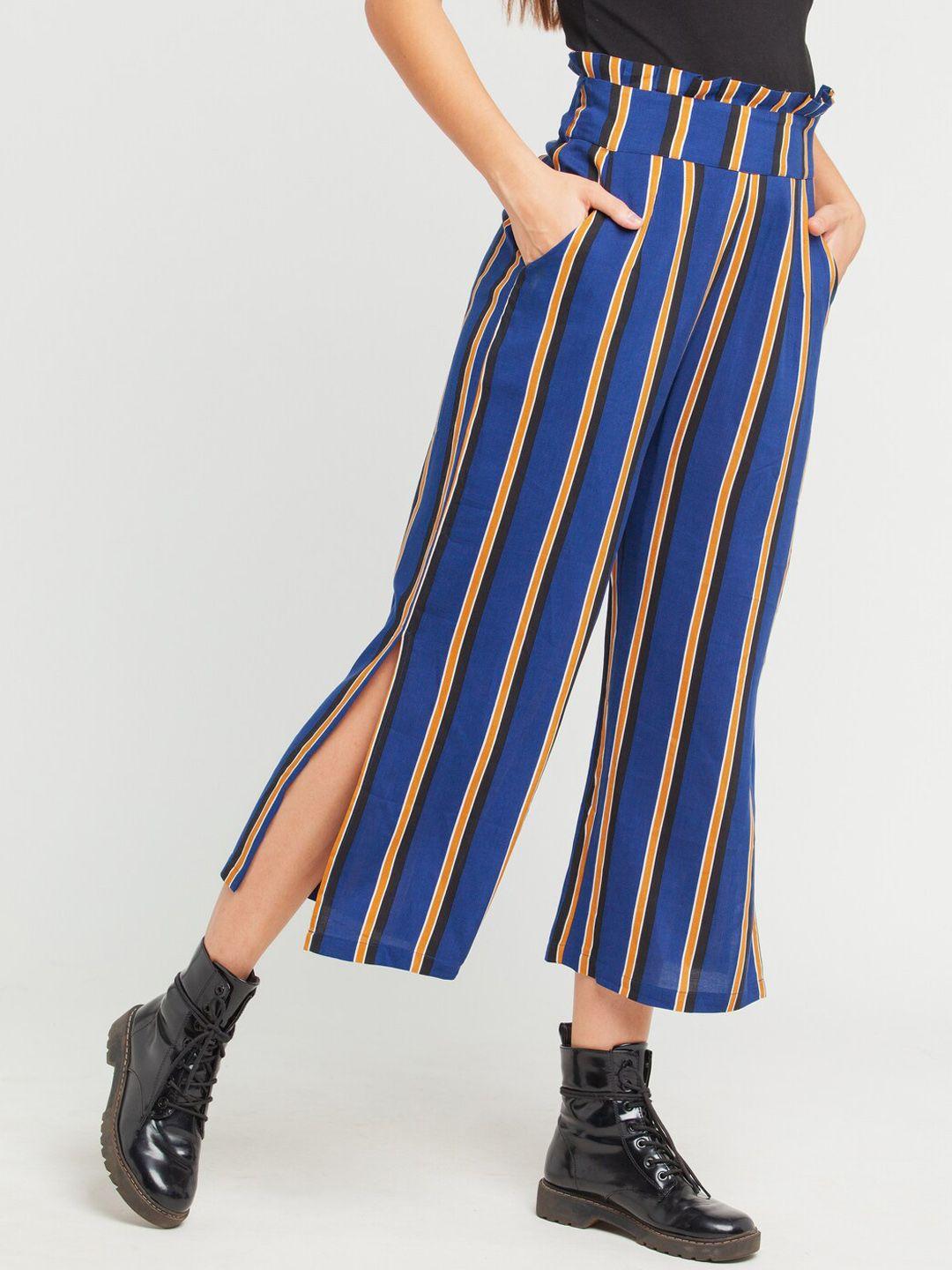 zink london women striped high-rise culottes trousers