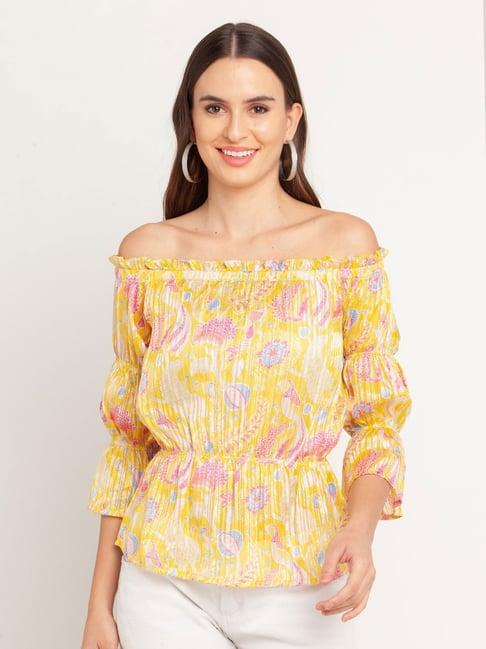 zink london yellow floral print top
