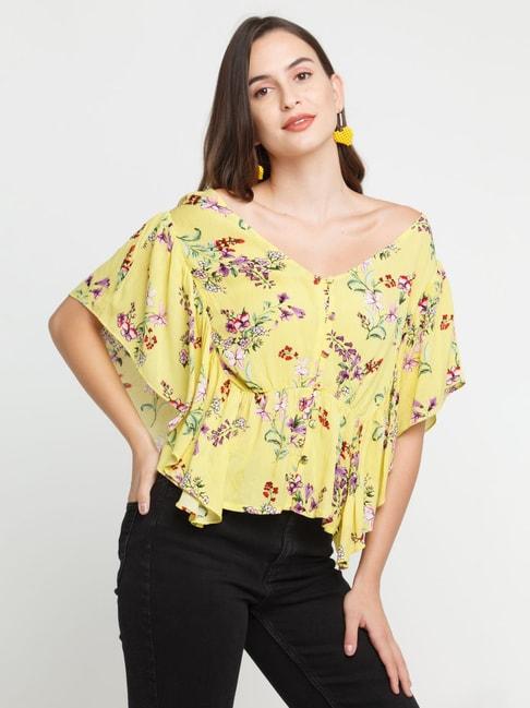 zink london yellow floral print top