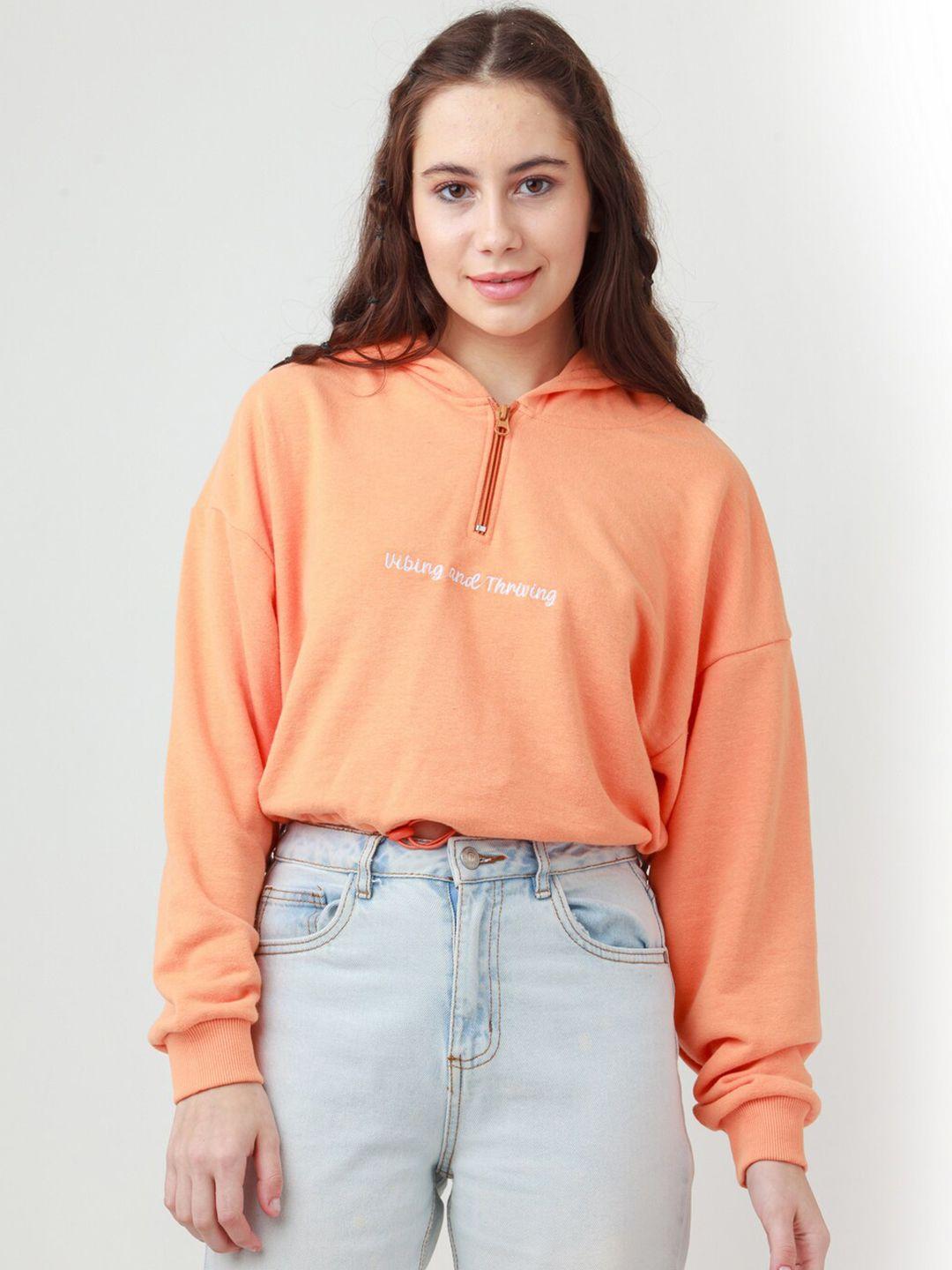 zink z women orange hooded sweatshirt