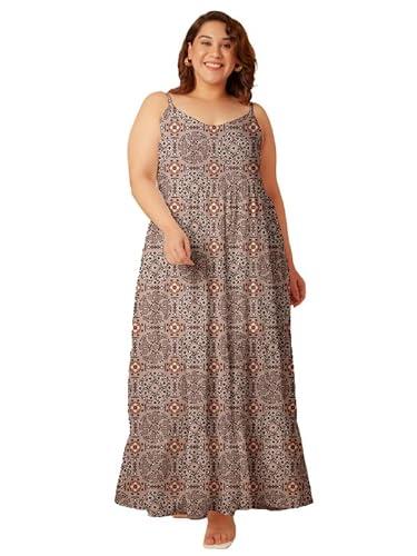 zink curve women's peach bohemian print tiered maxi dress