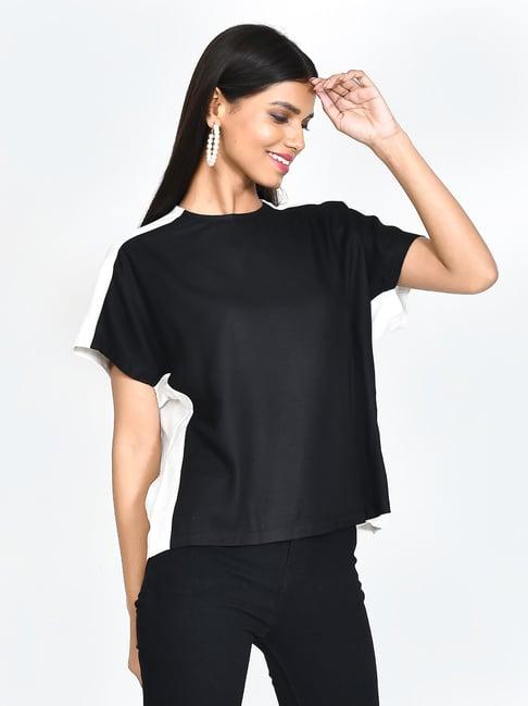 zink london black & white color-block top