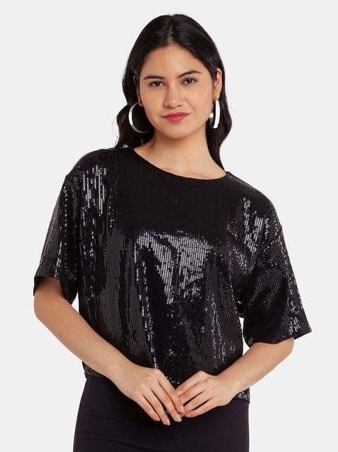 zink london black embellished top