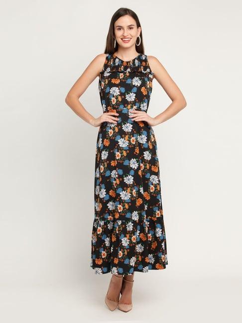 zink london black floral print dress