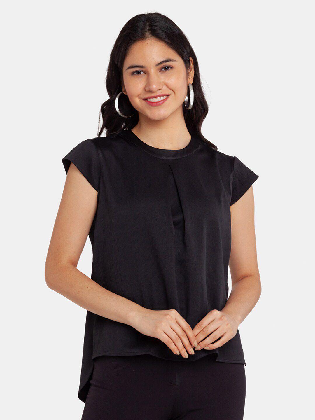 zink london black high low hem top