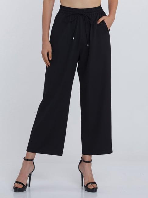 zink london black regular fit high rise trousers