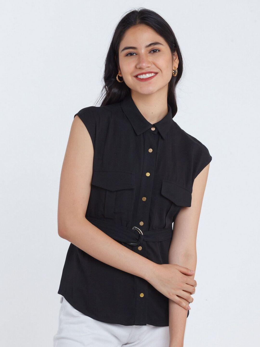 zink london black shirt style top