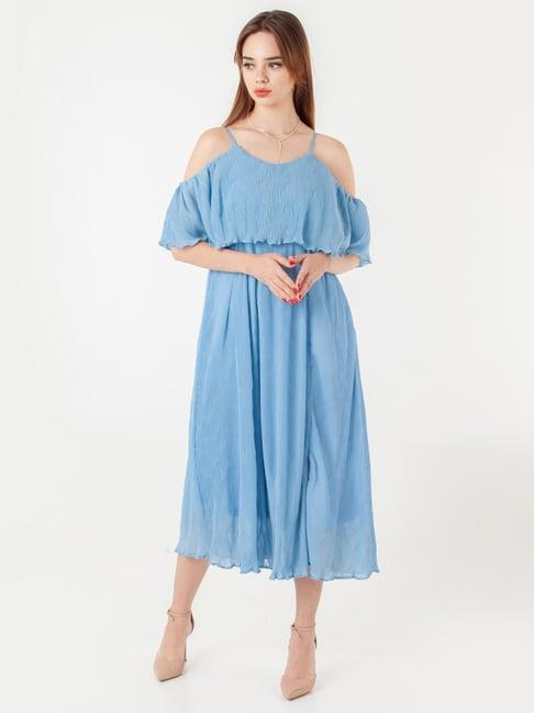zink london blue pleated maxi dress