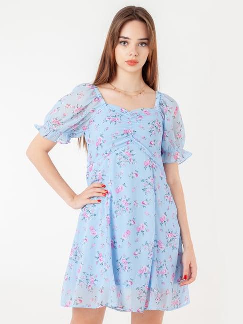 zink london blue printed a-line dress