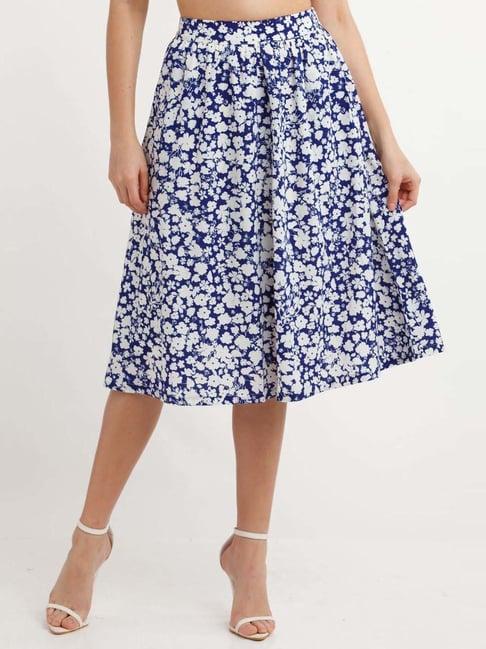 zink london blue printed a-line skirt