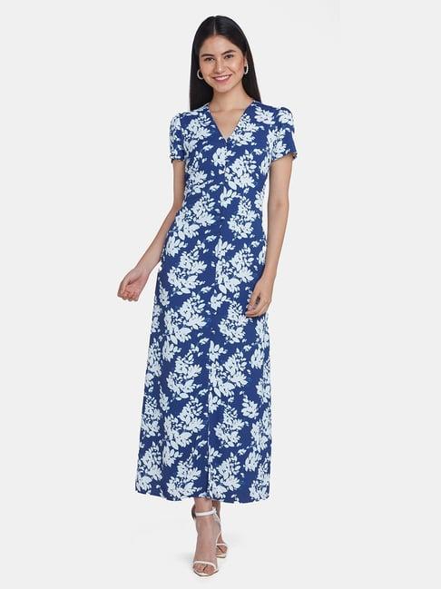 zink london blue printed maxi dress