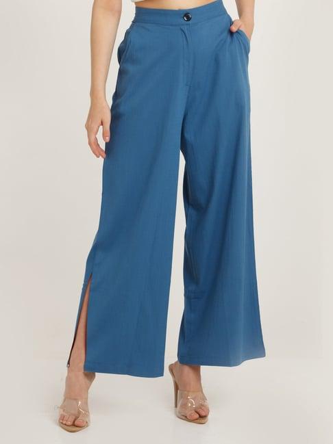 zink london blue regular fit high rise trousers