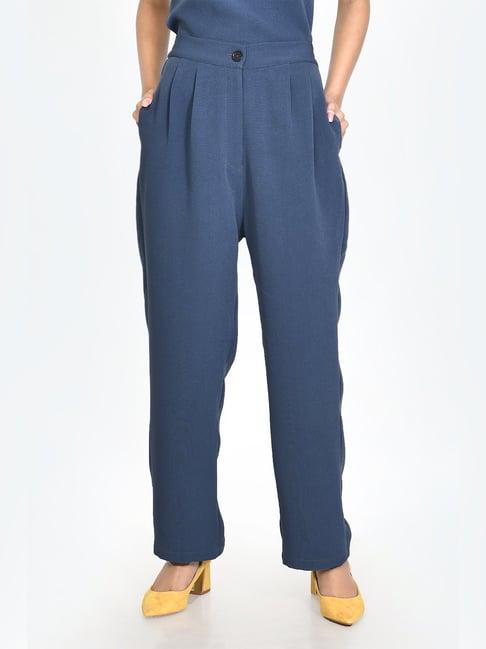 zink london blue regular fit high rise trousers