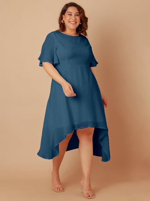 zink london blue relaxed fit high-low dress