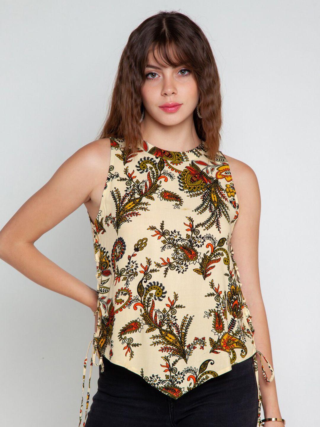 zink london cream-coloured floral print top