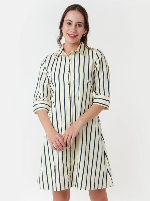zink london cream cotton striped shirt dress
