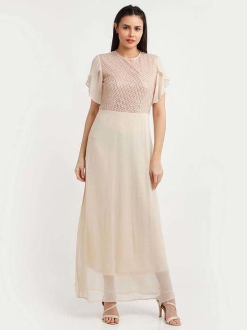 zink london cream embellished maxi dress