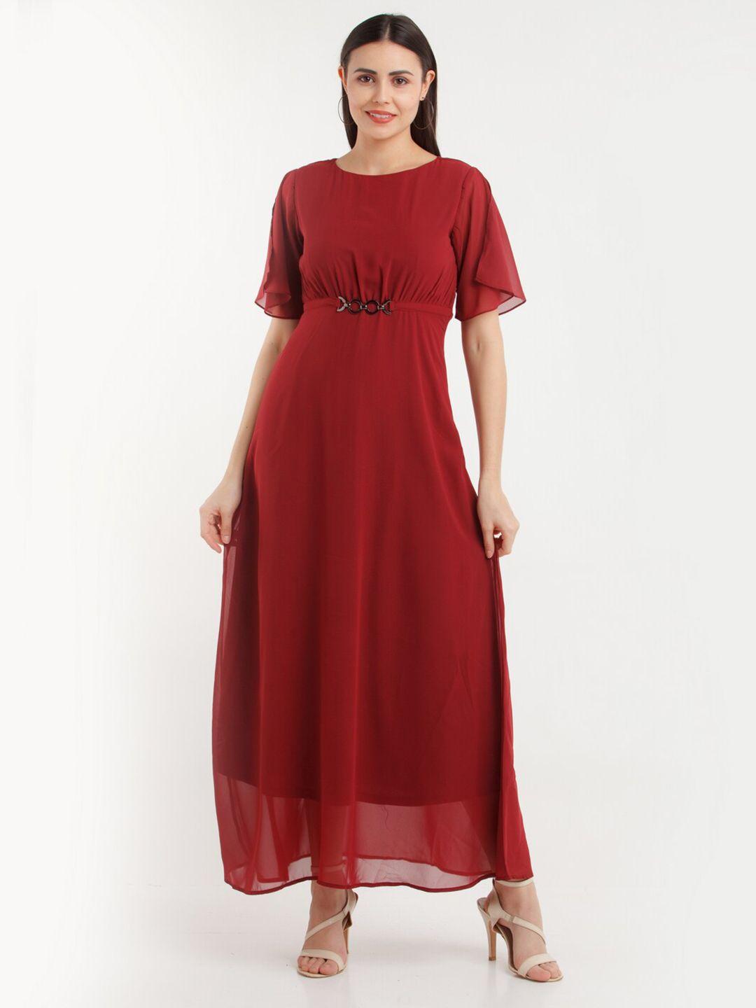 zink london flared sleeves round neck maxi dress