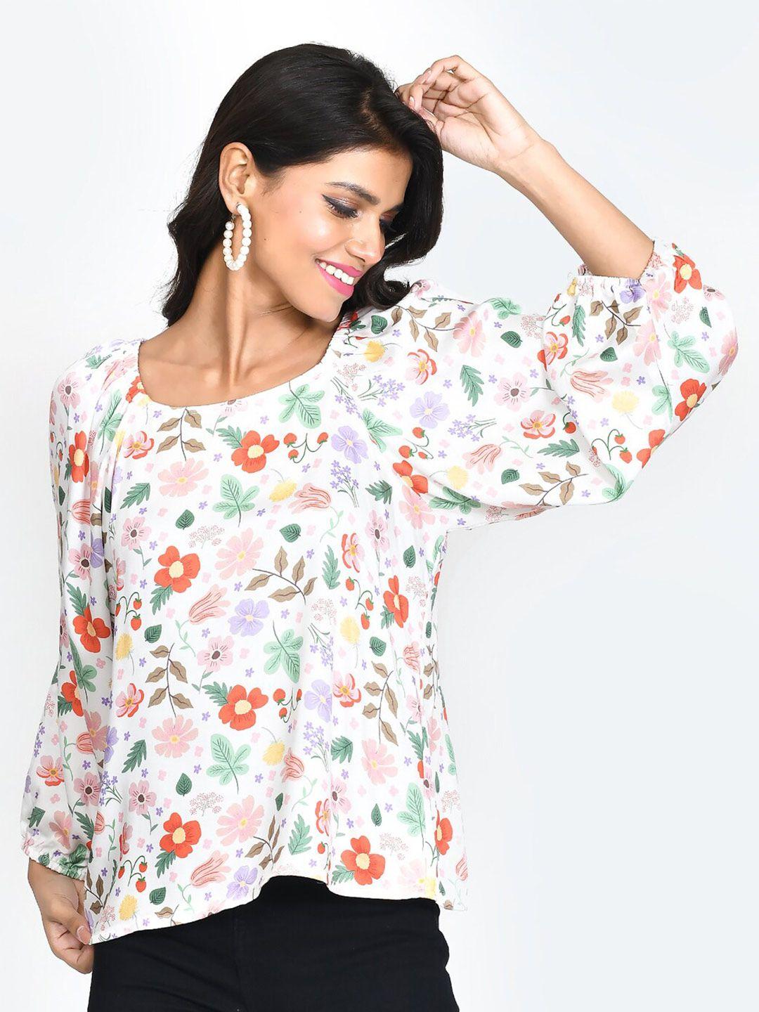 zink london floral print cuffed sleeves top