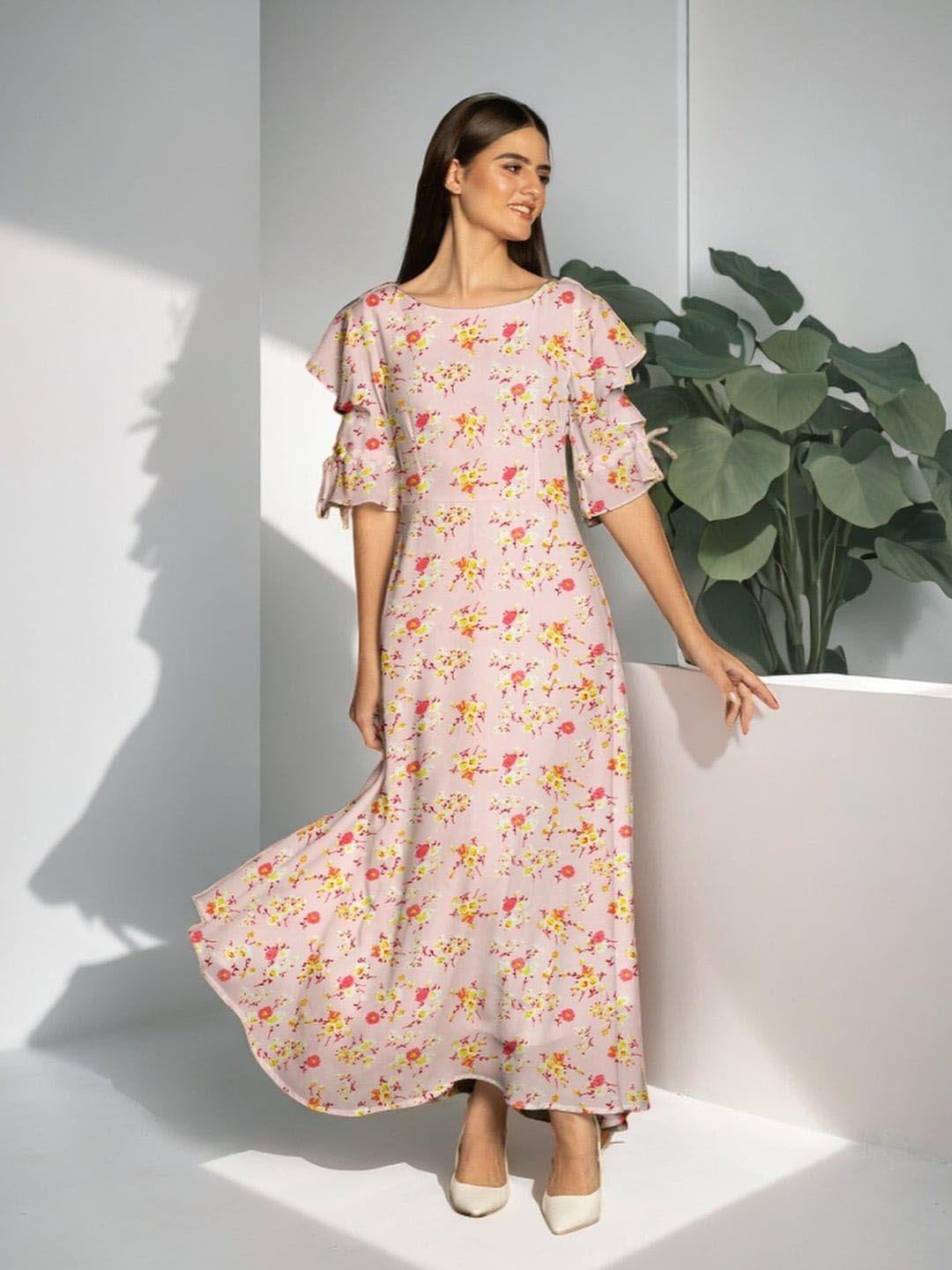 zink london floral print flutter sleeve maxi dress