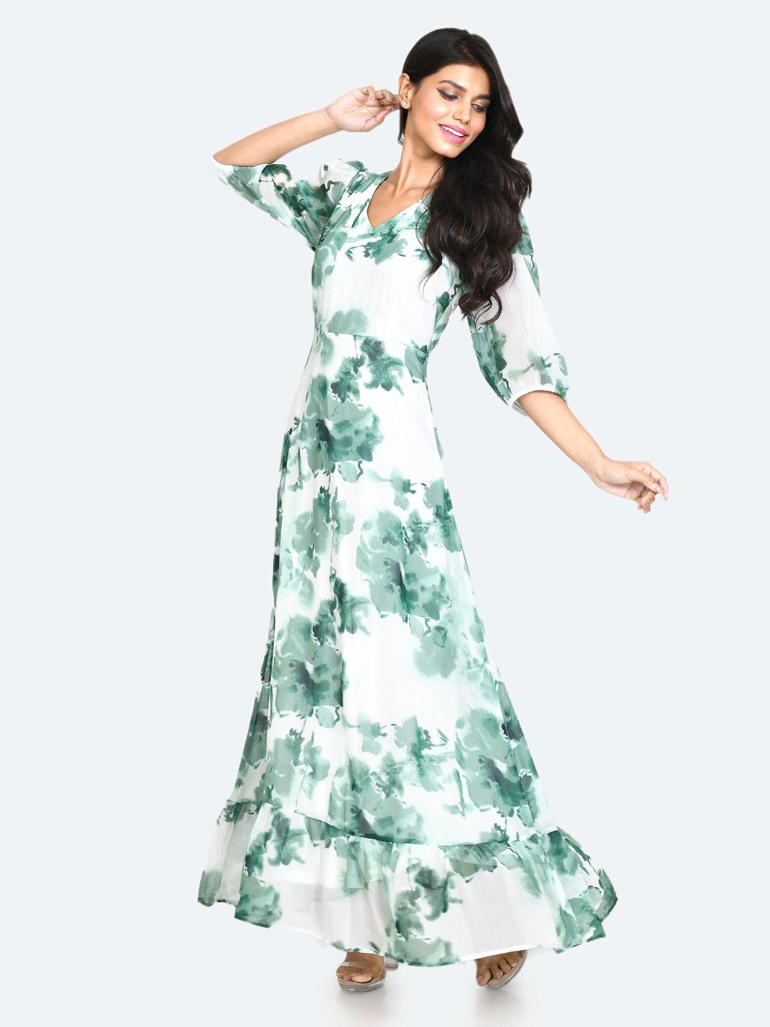 zink london floral printed v-neck maxi dress