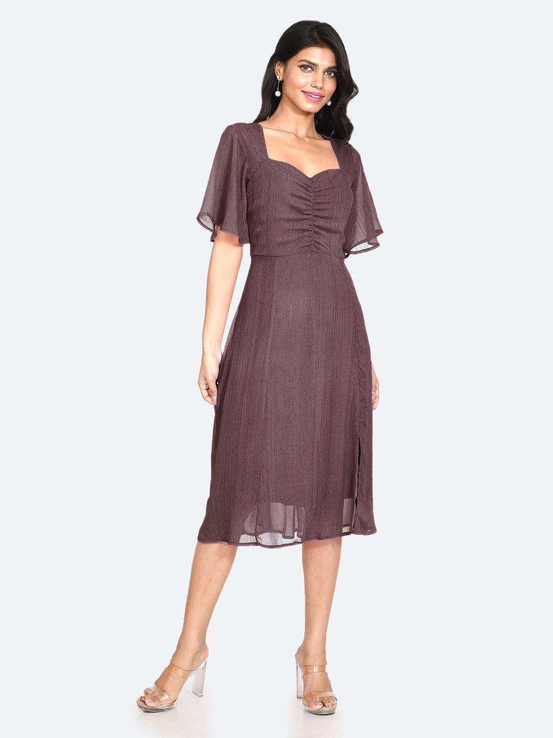 zink london flutter sleeve fit & flare midi dress