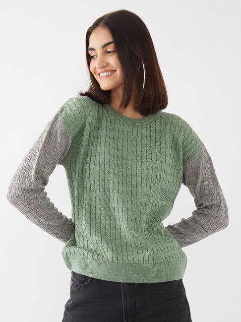 zink london green & grey straight fit sweater