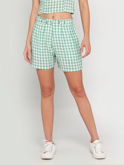 zink london green check shorts