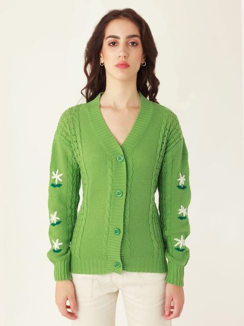 zink london green embroidered cardigan