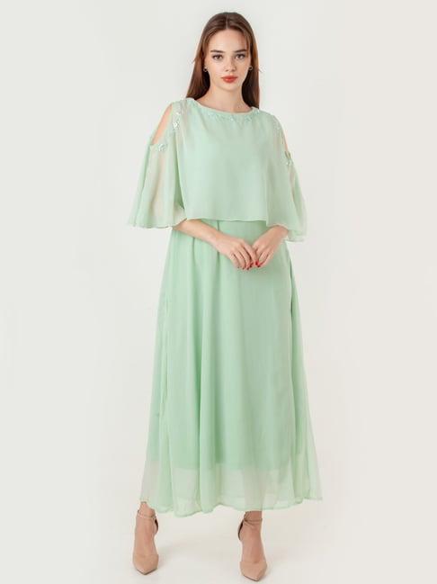 zink london green embroidered maxi dress