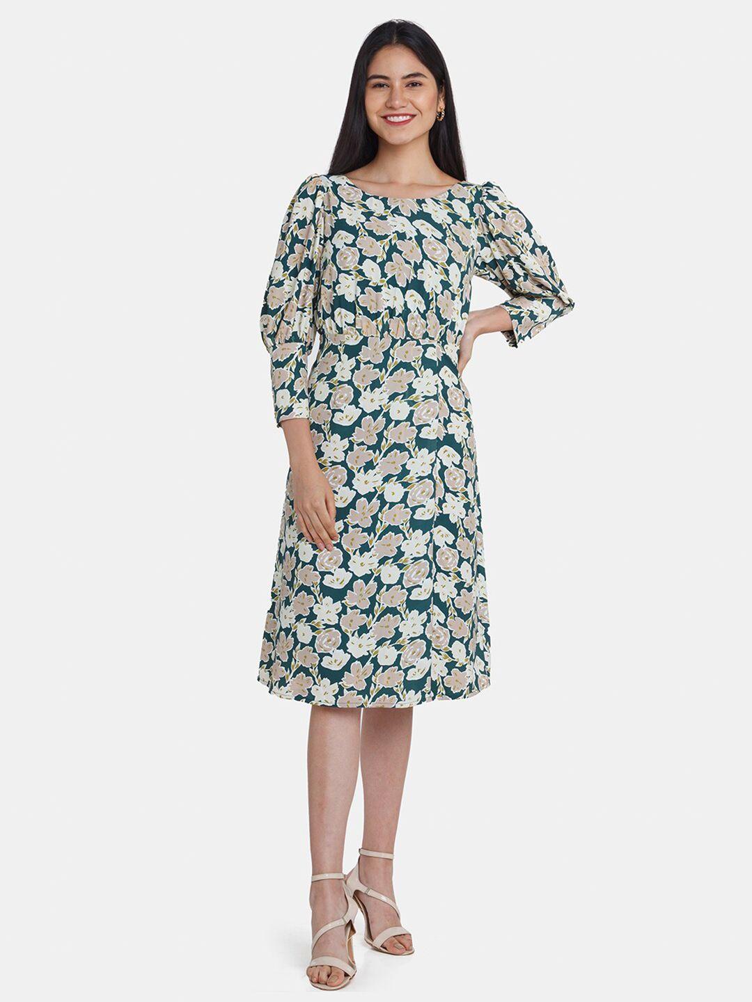 zink london green floral a-line dress