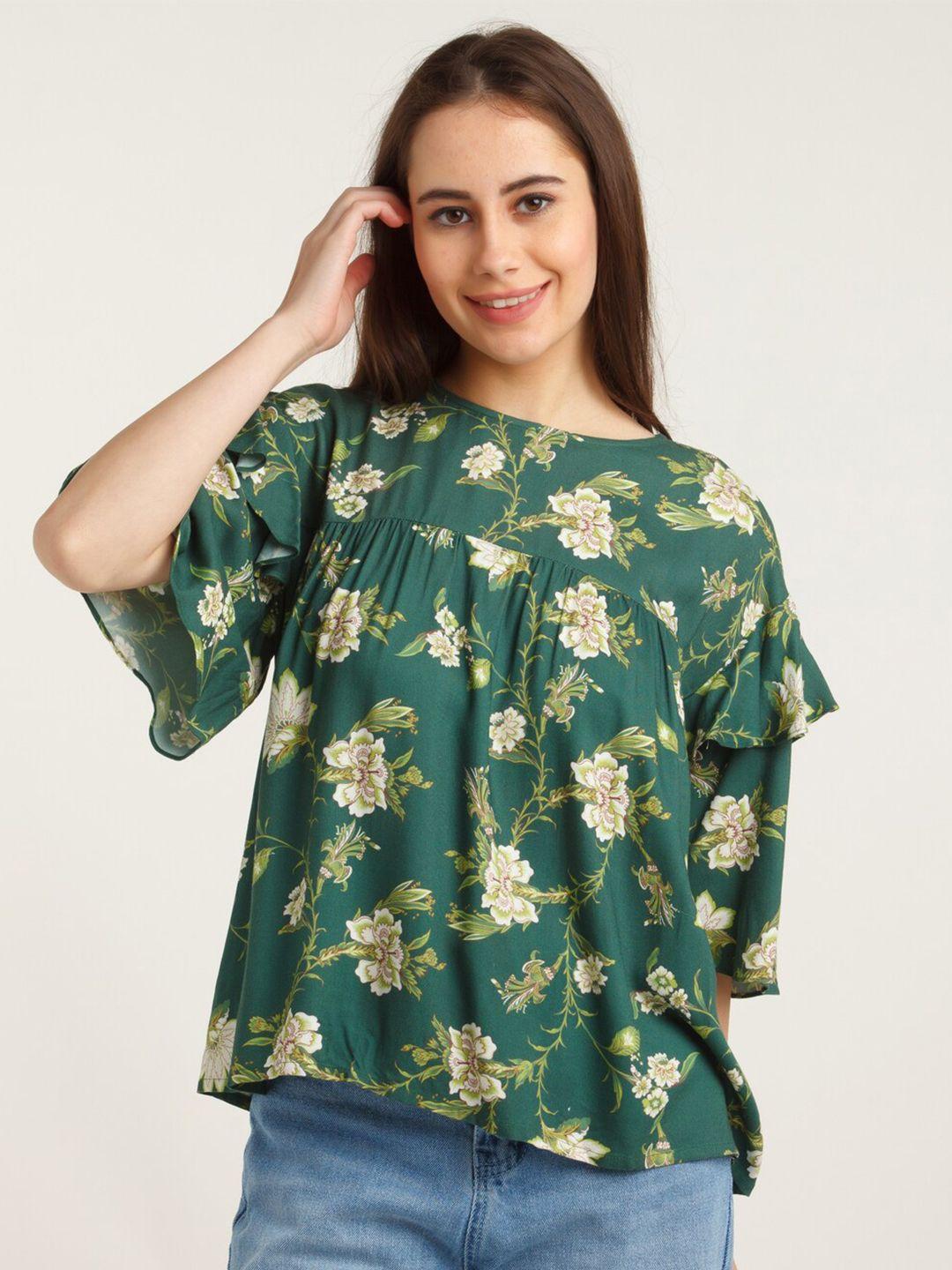 zink london green floral print top