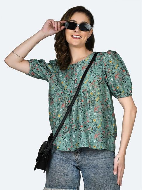 zink london green floral print top