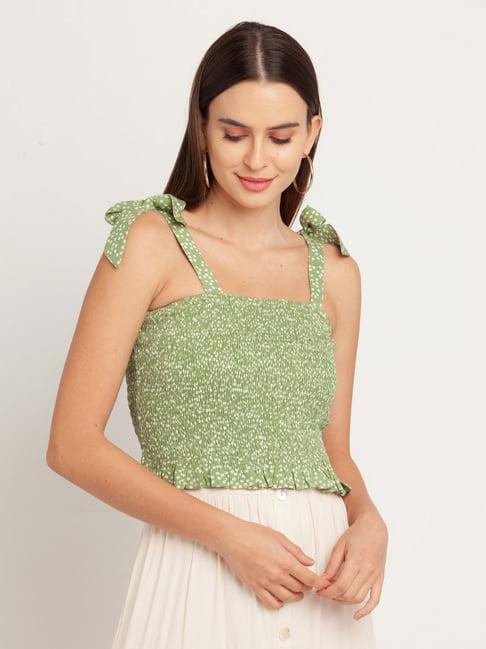 zink london green printed crop top