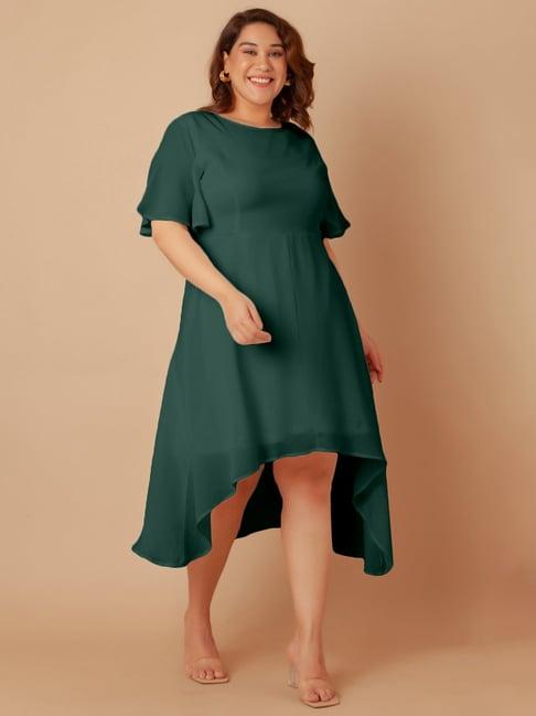 zink london green relaxed fit high-low dress