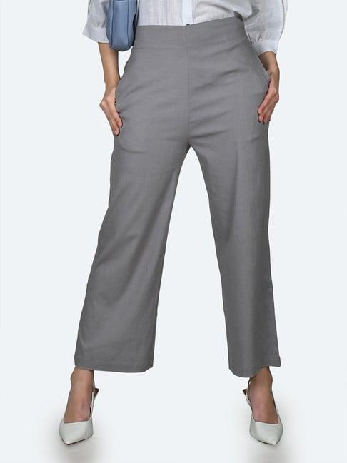 zink london grey regular fit high rise trousers