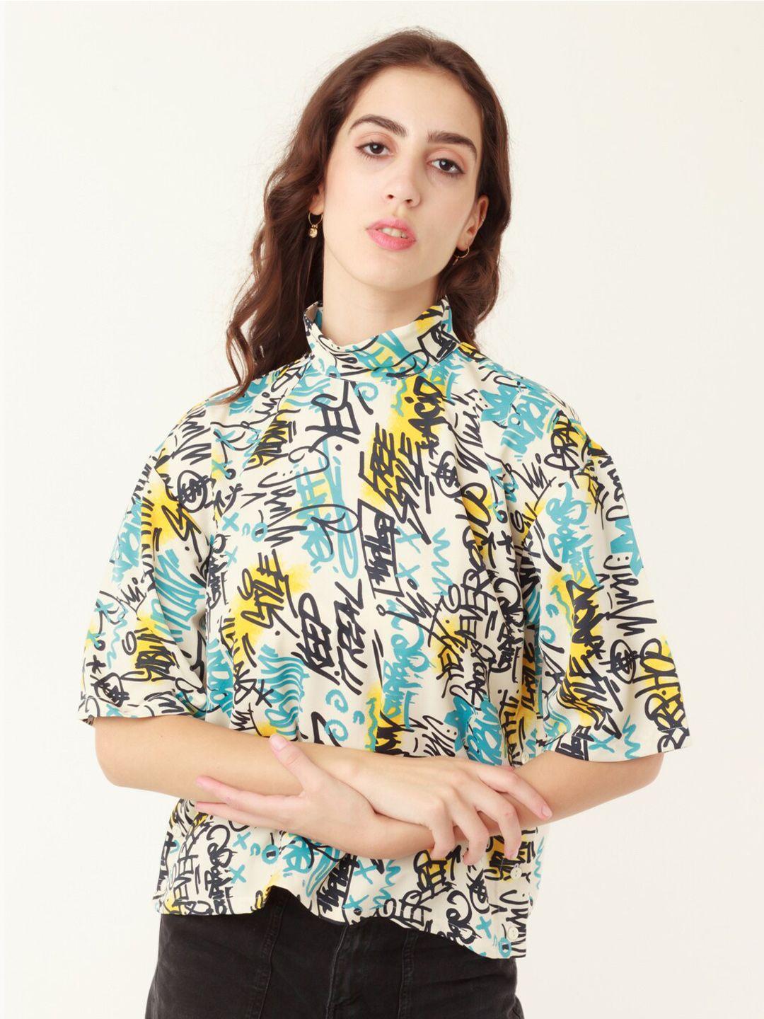 zink london high neck print top