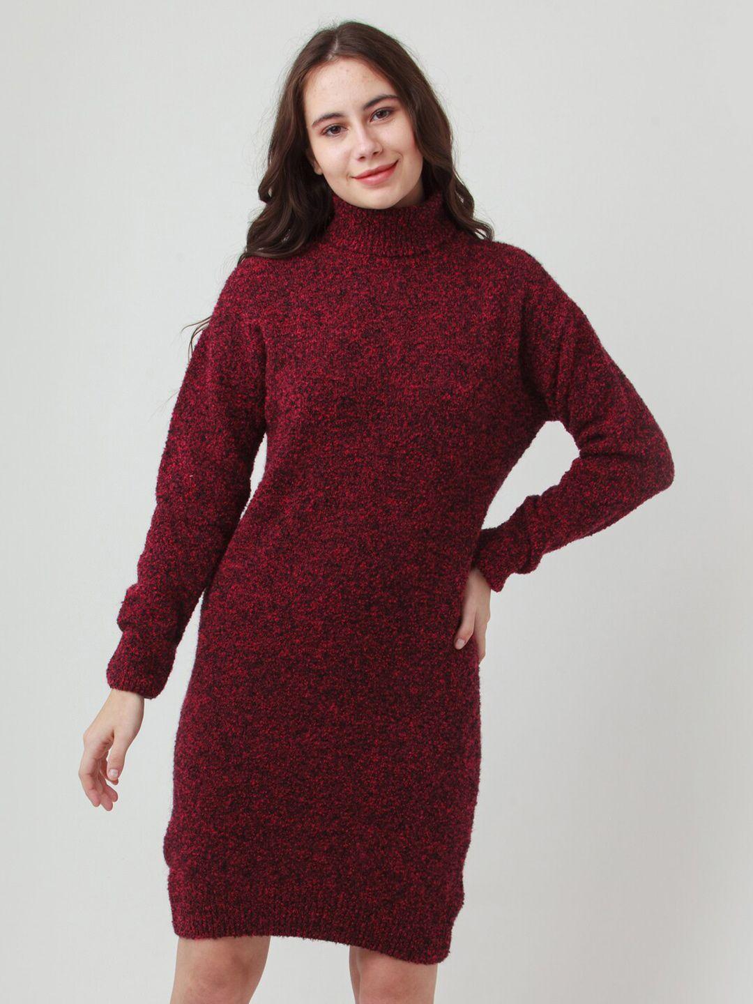 zink london long sleeves casual mock neck jumper dress