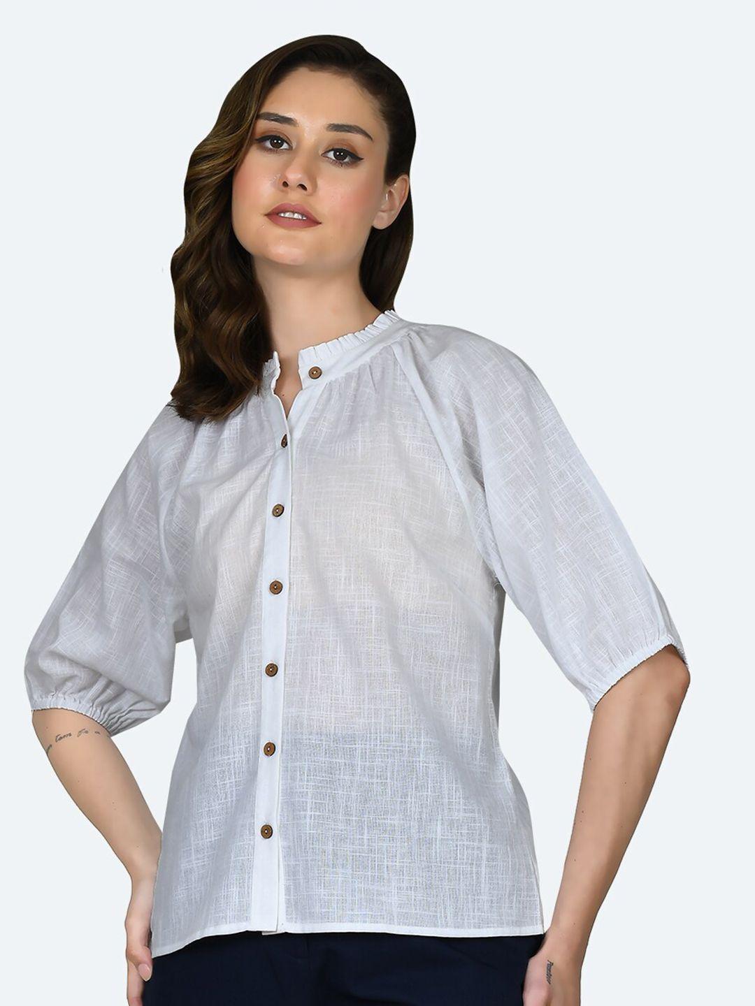 zink london mandarin collar pure cotton shirt style top