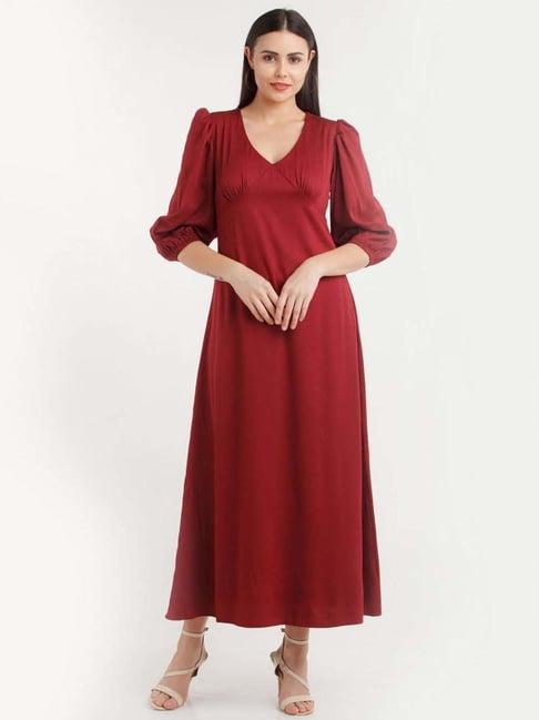 zink london maroon a-line dress